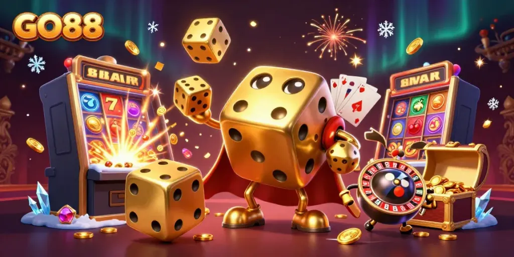 Engage in thrilling gameplay at GO88 with vibrant casino elements bursting with energy.