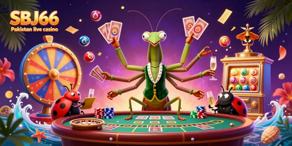 Engage with dynamic gaming action at SBJ66 Pakistan live casino featuring a giant card sharp and a lively pit boss.