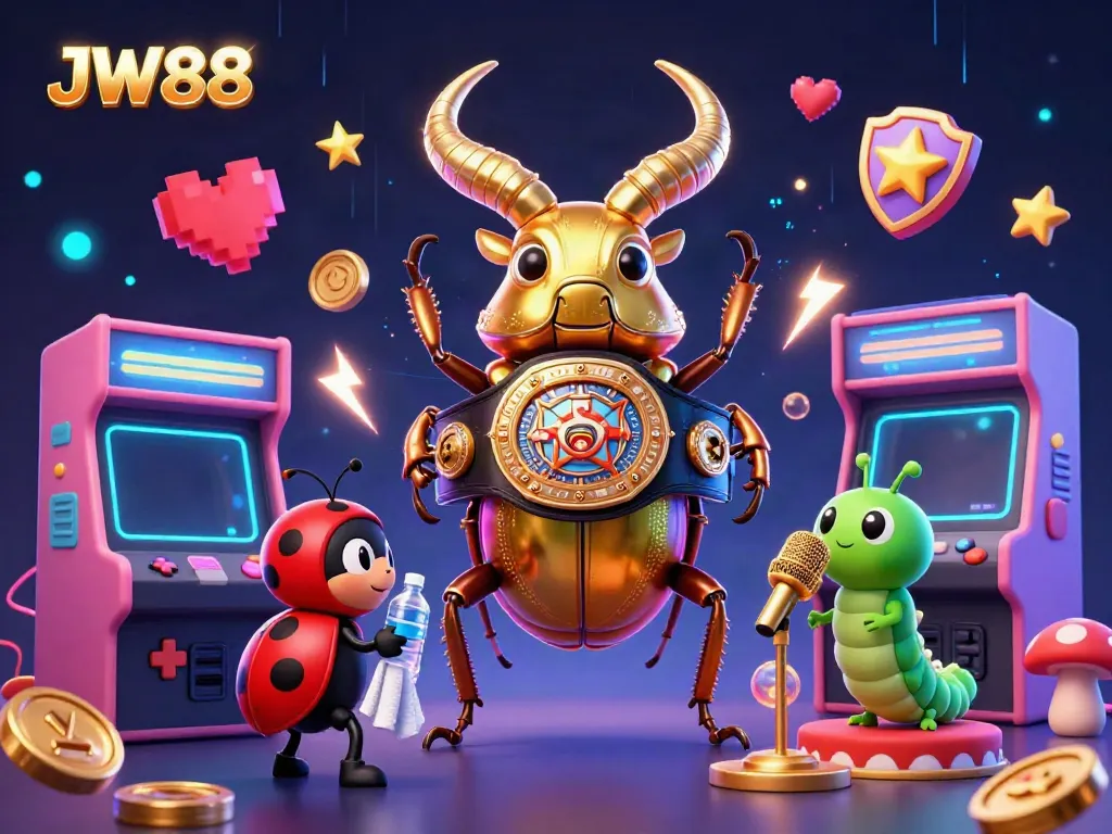 Engage with JW88's lively casino experience featuring colorful characters in a fun gaming scene.