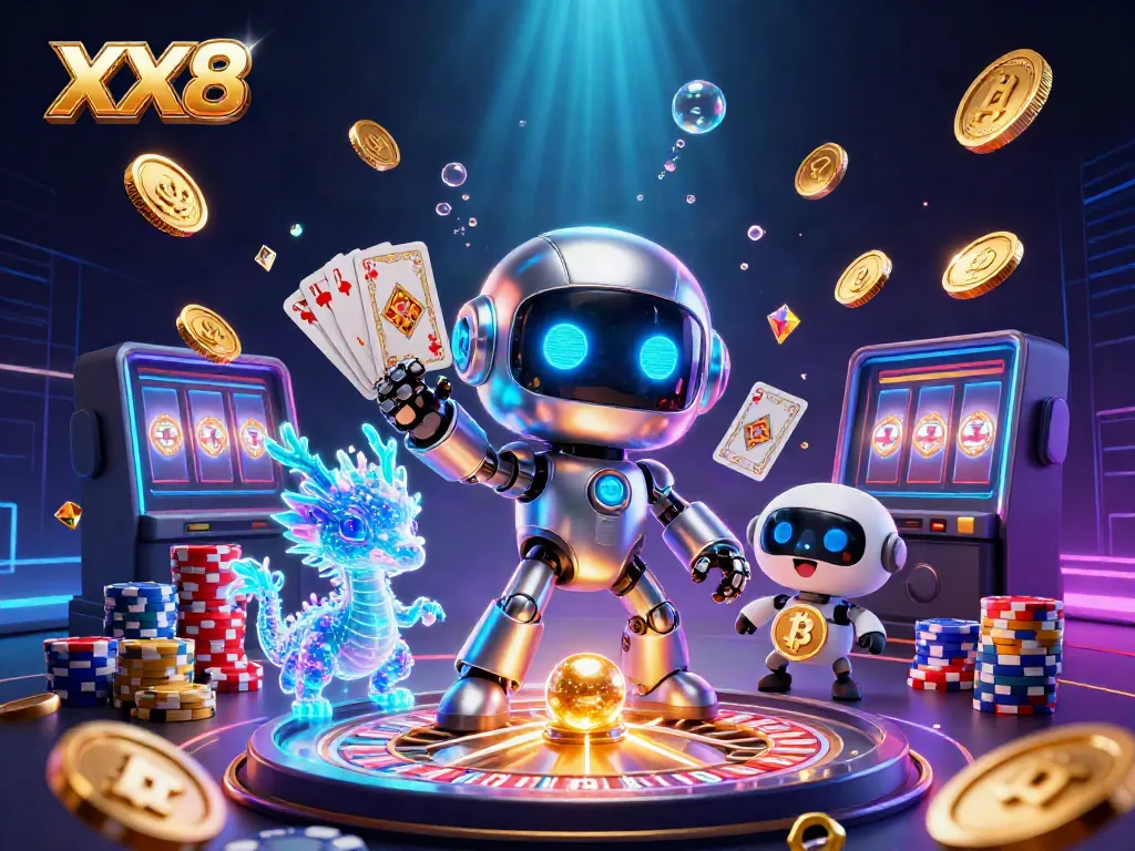 Join the excitement at XX8 with dynamic casino gaming elements and a futuristic illustration.