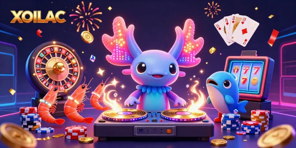 Experience the vibrant world of XOILAC with animated characters celebrating casino excitement through detailed 3D illustration.