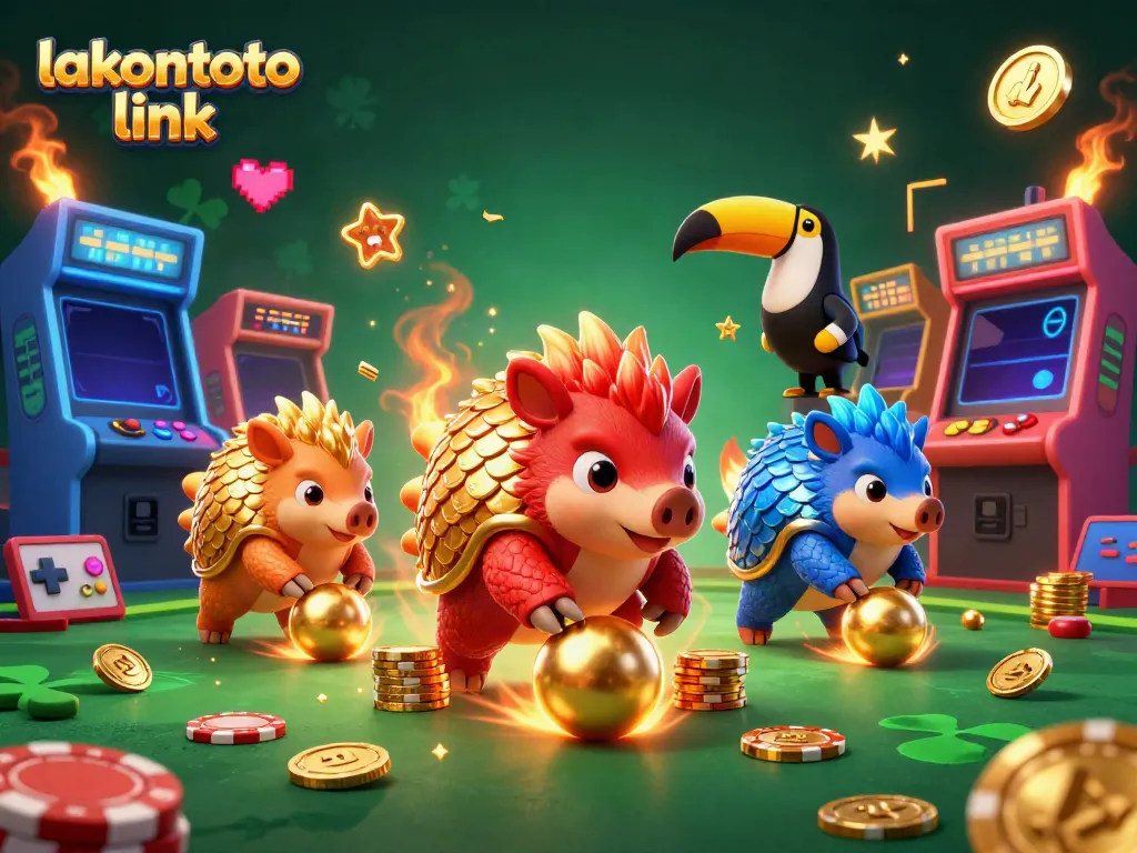 Menangkan permainan di lakontoto link dengan pangolin bertanding di antara chip poker dan mesin arcade.