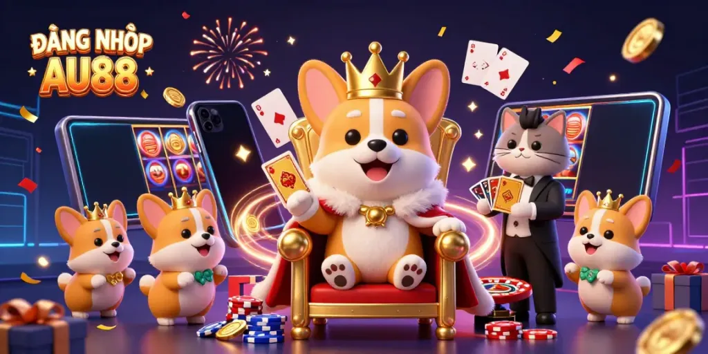 Experience thrill with ĐĂNG NHẬP AU88, where royal corgi and cat butler bring casino excitement to life.