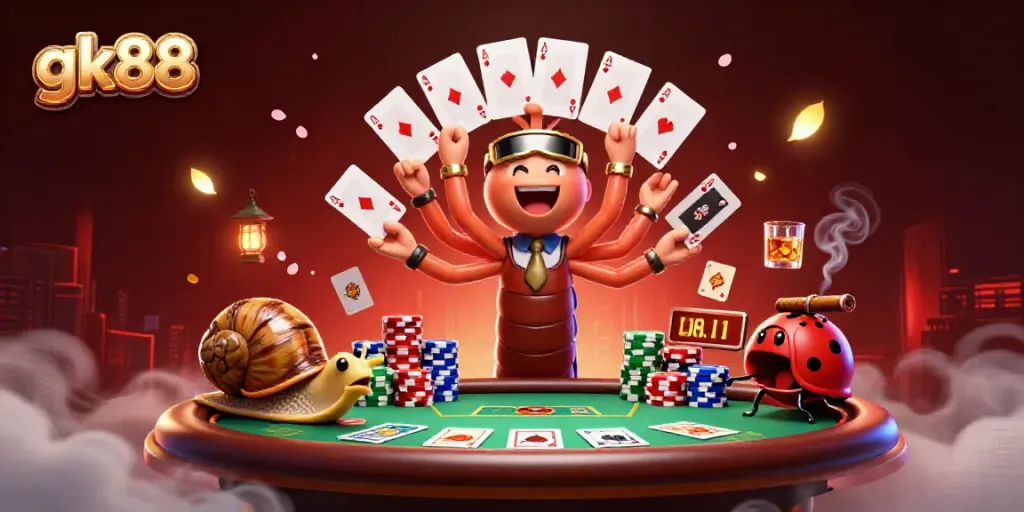 Experience thrilling gameplay at gk88 with a vibrant casino scene featuring unique 3D characters.