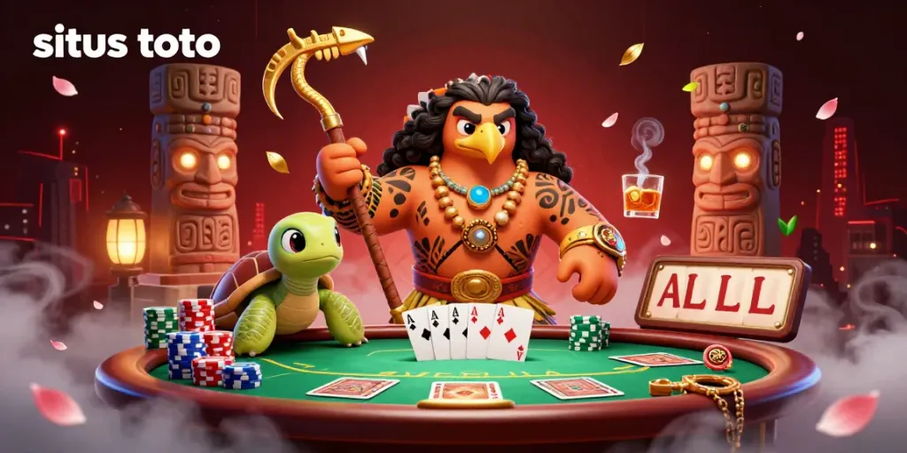Experience the excitement of situs toto with a dynamic poker scene featuring vibrant characters and rich gaming elements.