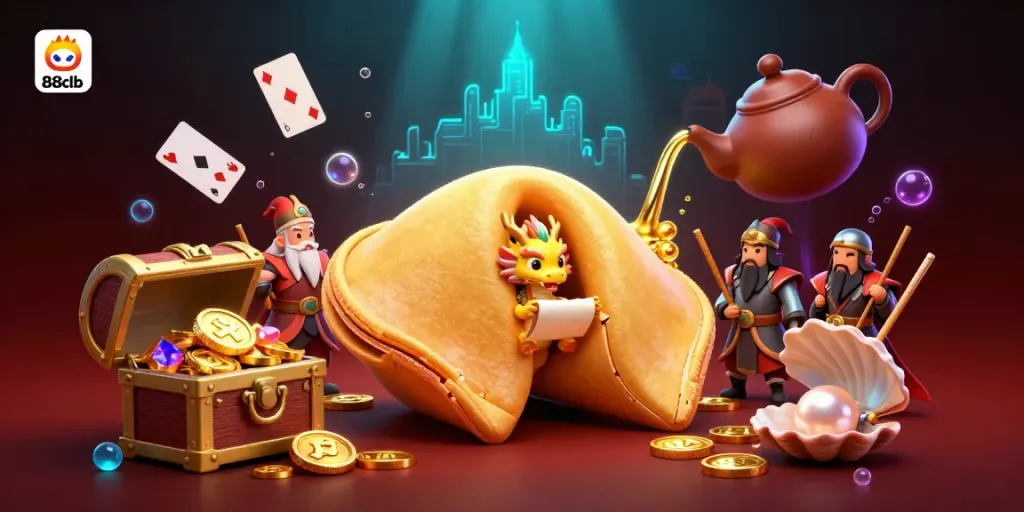 Engage with 88clb casino fun through a colorful scene of luck, fortune, and treasure.