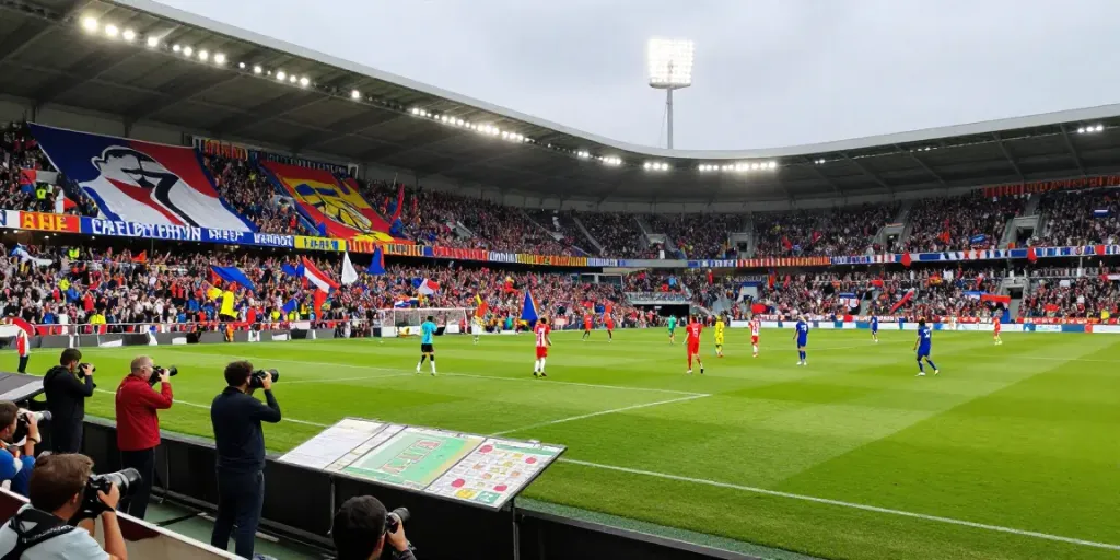 Exciting football match featuring TOP10 นักเตะ in vibrant stadium atmosphere.