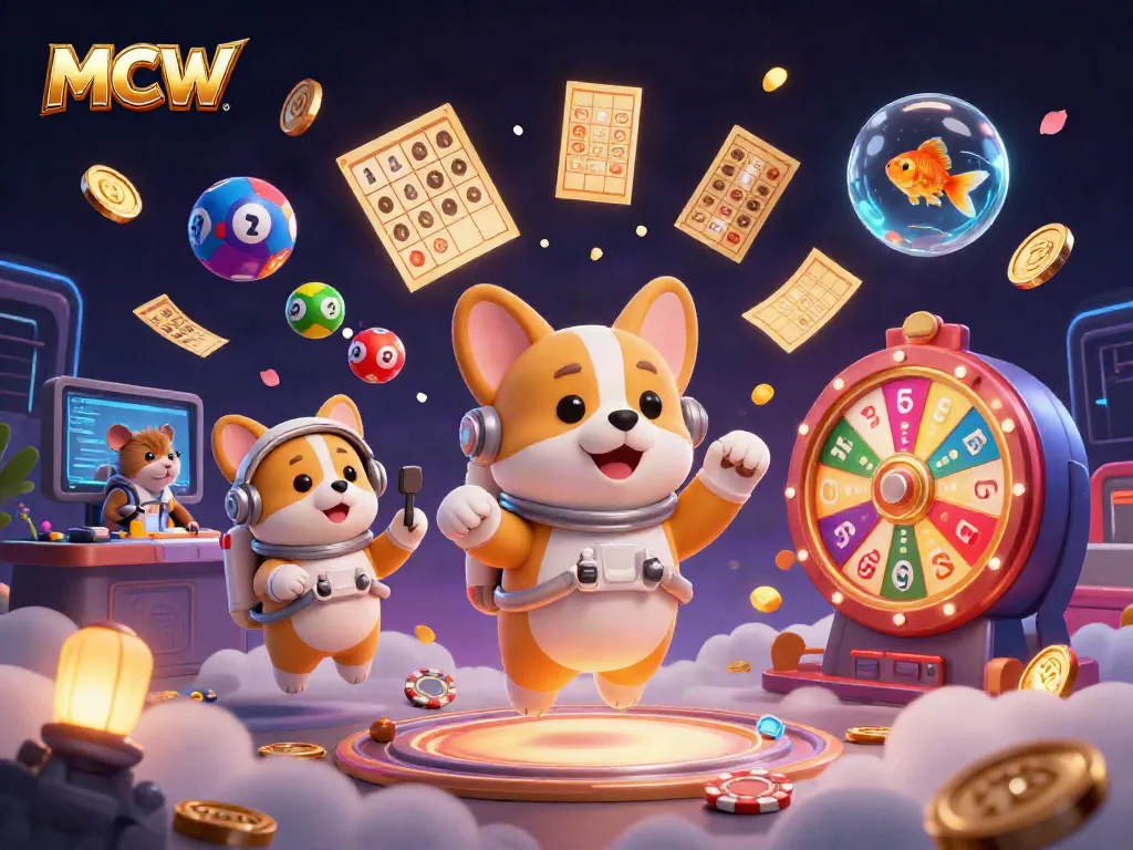 MCW brings thrills with a 3D cartoon scene of an astronaut corgi and characters enjoying dynamic casino action.