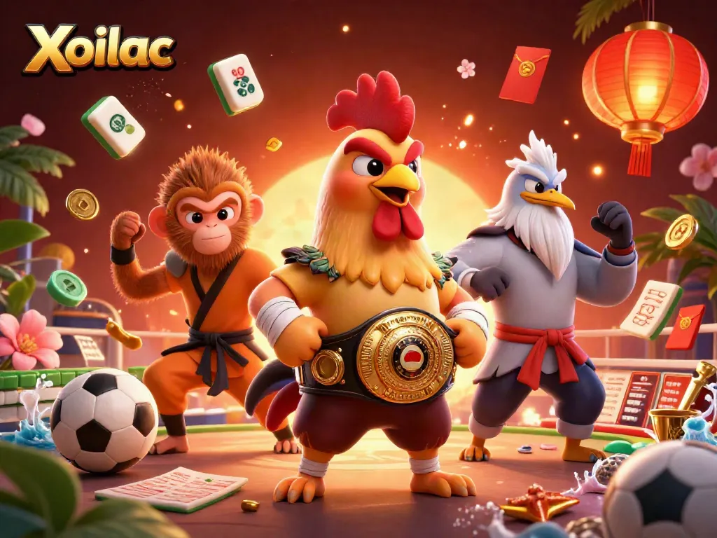 Xoilac sports betting scene with animated characters, depicting thrilling football action and vibrant game elements.
