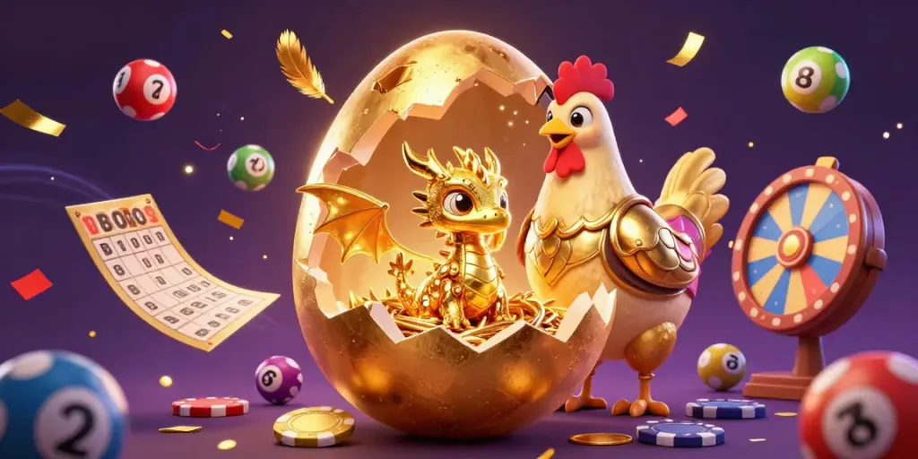 Experience the excitement of QQ88 with a dynamic golden dragon and gaming elements.